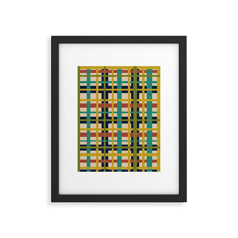 Midcentury Modern Colorful Retro Plaid Pattern Framed Art Print Gallery Image 6