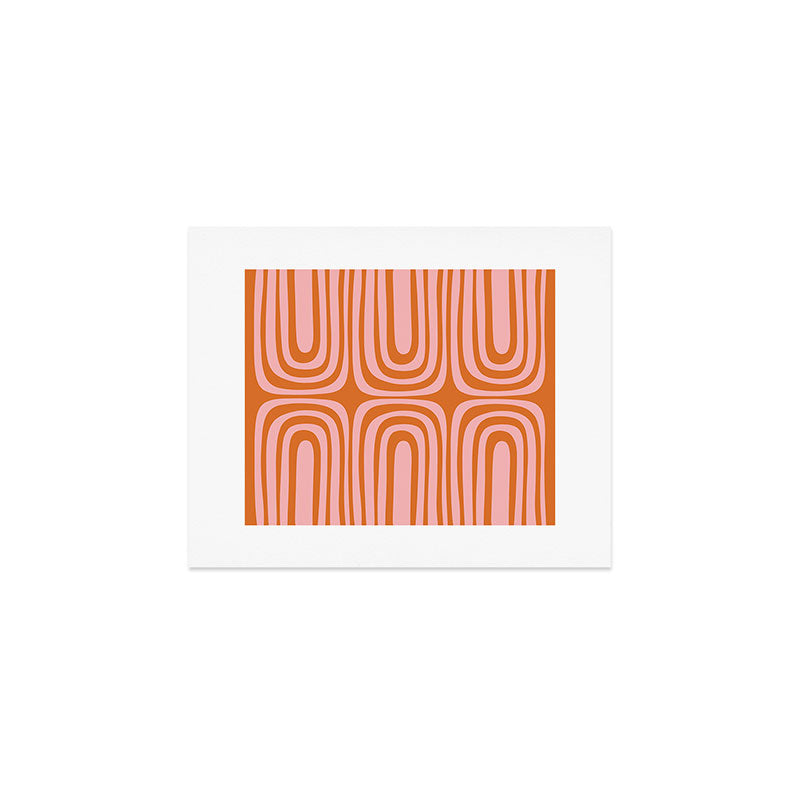 Midcentury Modern Confaab Abstract Pattern Blush Pink and Orange Art Print Gallery Image 1