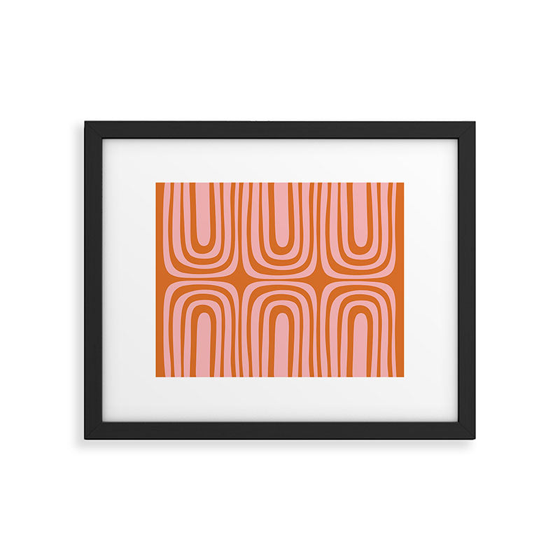 Midcentury Modern Confaab Abstract Pattern Blush Pink and Orange Framed Art Print Gallery Image 5