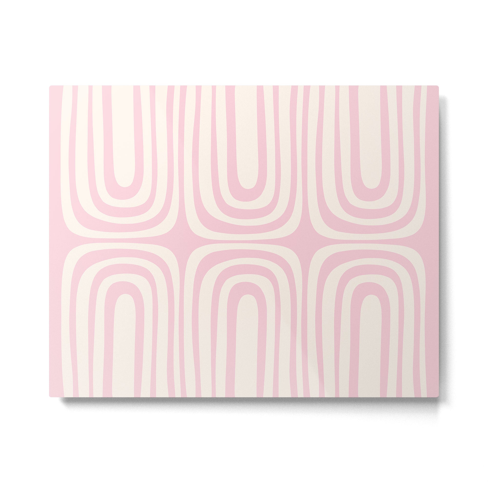 Midcentury Modern Confaab Abstract Pattern in Baby Pink and Cream Metal Print Gallery Image 4