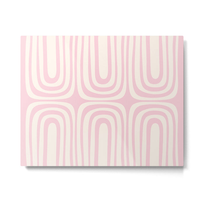 Midcentury Modern Confaab Abstract Pattern in Baby Pink and Cream Metal Print Gallery Image 1