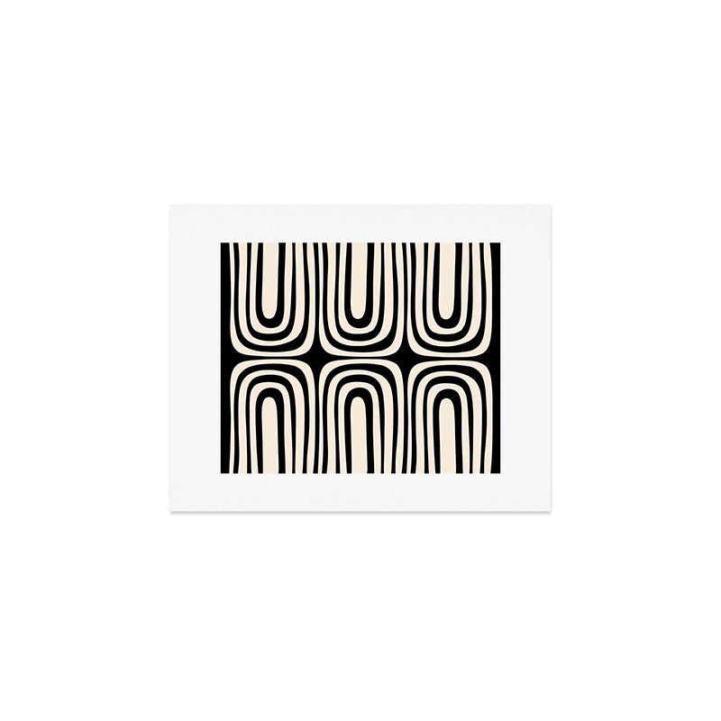 Midcentury Modern Confaab Abstract Pattern in Black and Almond Cream  Art Print Gallery Image 1