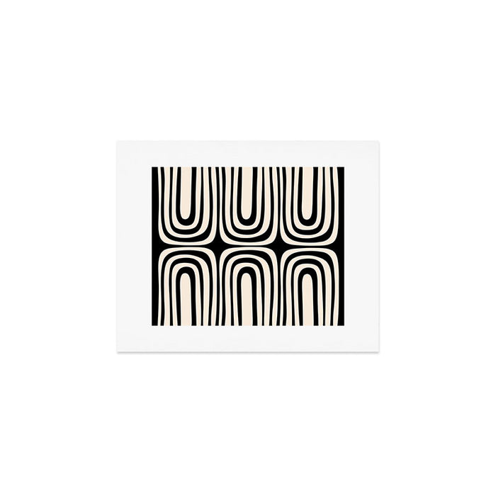 Midcentury Modern Confaab Abstract Pattern in Black and Almond Cream  Art Print Gallery Image 1