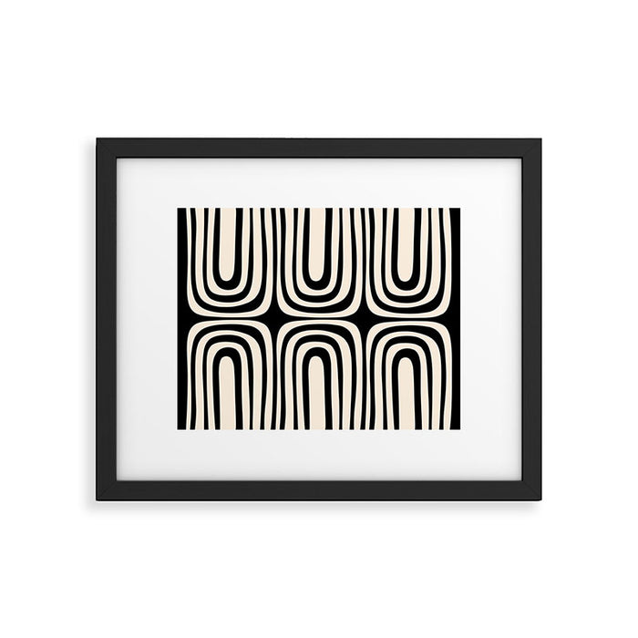 Midcentury Modern Confaab Abstract Pattern in Black and Almond Cream  Framed Art Print Gallery Image 1