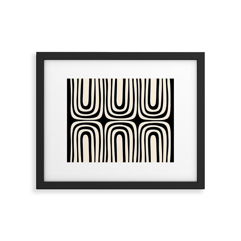 Midcentury Modern Confaab Abstract Pattern in Black and Almond Cream  Framed Art Print Gallery Image 5
