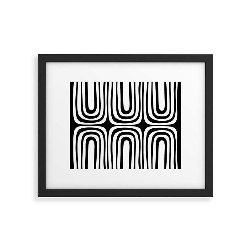 Midcentury Modern Confaab Abstract Pattern in Black and White Framed Art Print Gallery Image 5