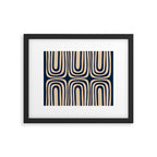 Midcentury Modern Confaab Abstract Pattern in Mid Mod Navy Blue and Beige Framed Art Print Gallery Image 5