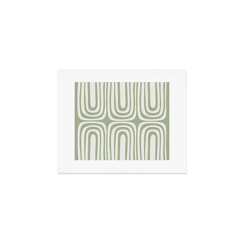 Midcentury Modern Confaab Abstract Pattern in Sage Green and Off White Art Print Gallery Image 1
