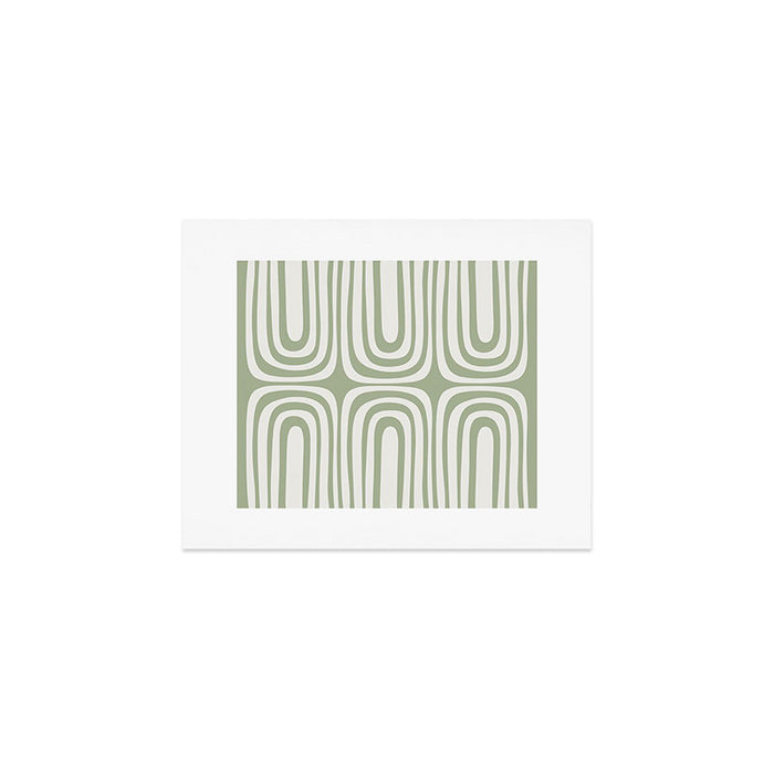 Midcentury Modern Confaab Abstract Pattern in Sage Green and Off White Art Print Gallery Image 1