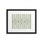 Midcentury Modern Confaab Abstract Pattern in Sage Green and Off White Framed Art Print Gallery Image 5