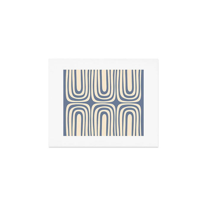 Midcentury Modern Confaab Abstract Pattern in Stone Blue and Cream Art Print Gallery Image 1