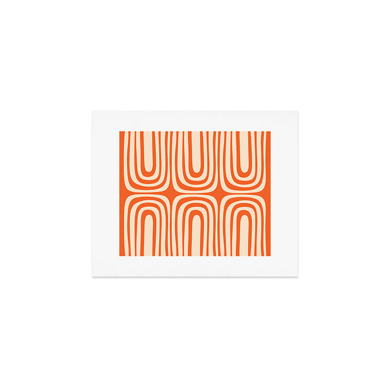 Midcentury Modern Confaab Abstract Pattern Orange Cream Art Print Gallery Image 1
