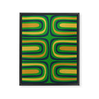 Midcentury Modern Confaab Abstract Vertical Pattern Green Mustard Navy Blue Framed Canvas Print Gallery Image 6