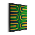 Midcentury Modern Confaab Abstract Vertical Pattern Green Mustard Navy Blue Framed Canvas Print Gallery Image 2