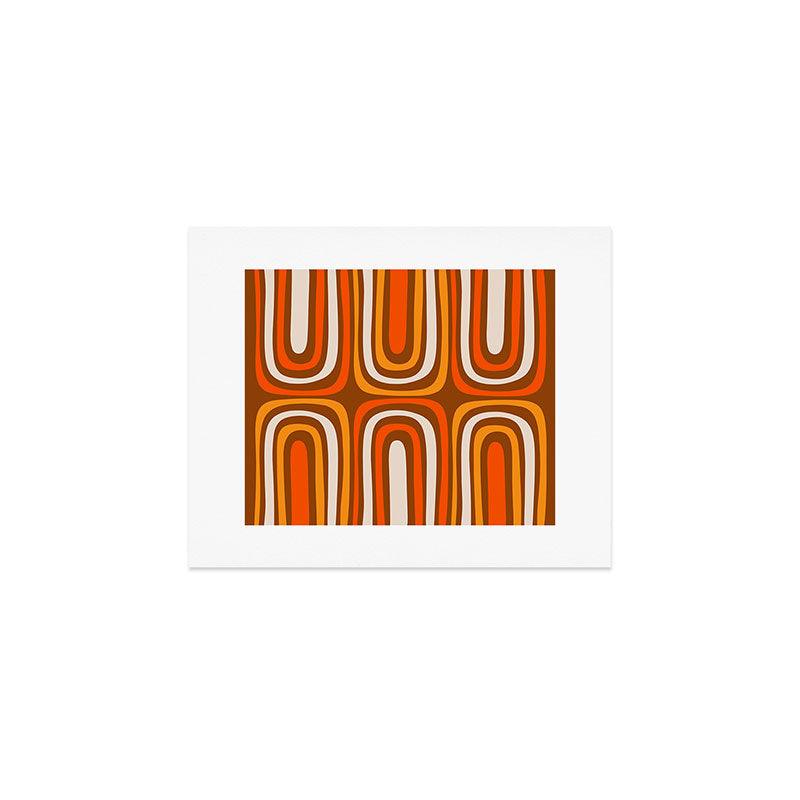 Midcentury Modern Confaab Abstract Pattern in Retro 70s Light Brown and Orange Art Print Gallery Image 1