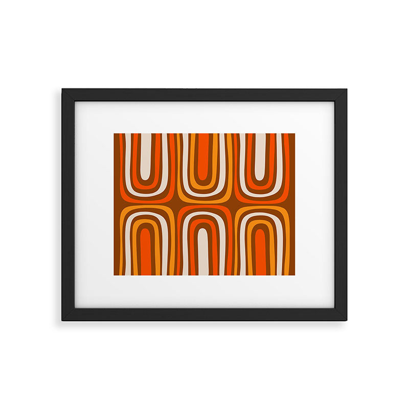 Midcentury Modern Confaab Abstract Pattern in Retro 70s Light Brown and Orange Framed Art Print Gallery Image 5