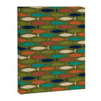 Mid-century Modern Fish in a Green Sea Pattern  Canvas Print Gallery Image 8