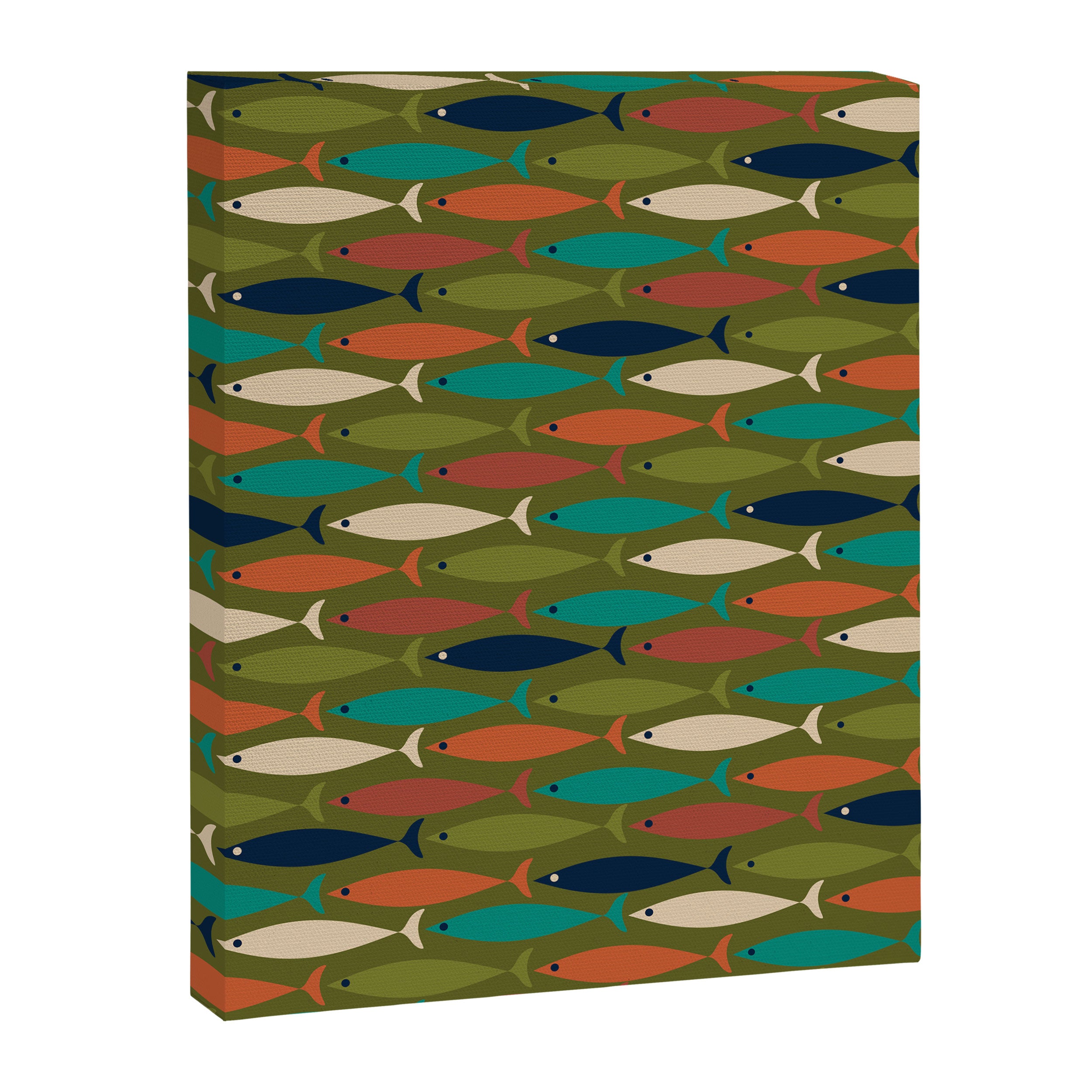 Mid-century Modern Fish in a Green Sea Pattern  Canvas Print Gallery Image 8