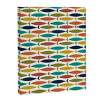 Midcentury Modern Fish Pattern in Mid Mod Teal, Olive, Mustard, Orange on Nearly White Canvas Print Gallery Image 8