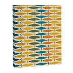 Mid-Century Modern Fish Stripes in Moroccan Teal, Green, Orange, Mustard, and Cream Canvas Print Gallery Image 8