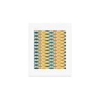 Mid-Century Modern Fish Stripes in Moroccan Teal, Green, Orange, Mustard, and Cream Art Print Gallery Image 1