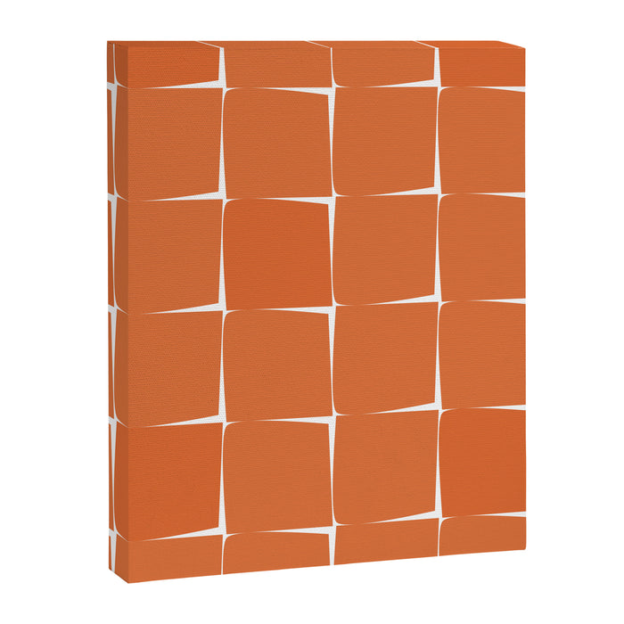 Midcentury Modern Flux Check Grid Pattern in Burnt Orange Tones on White Canvas Print Gallery Image 1