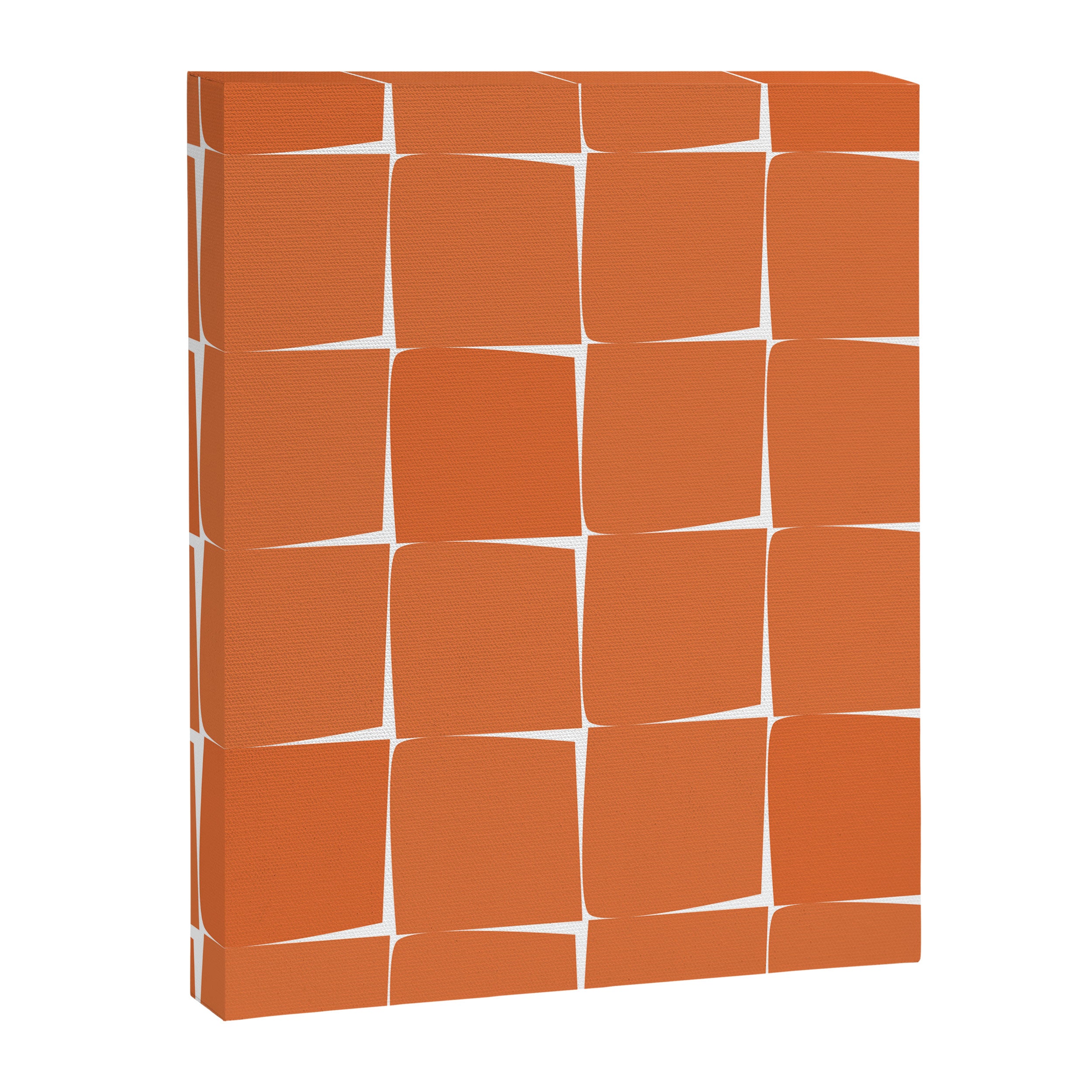 Midcentury Modern Flux Check Grid Pattern in Burnt Orange Tones on White Canvas Print Gallery Image 8