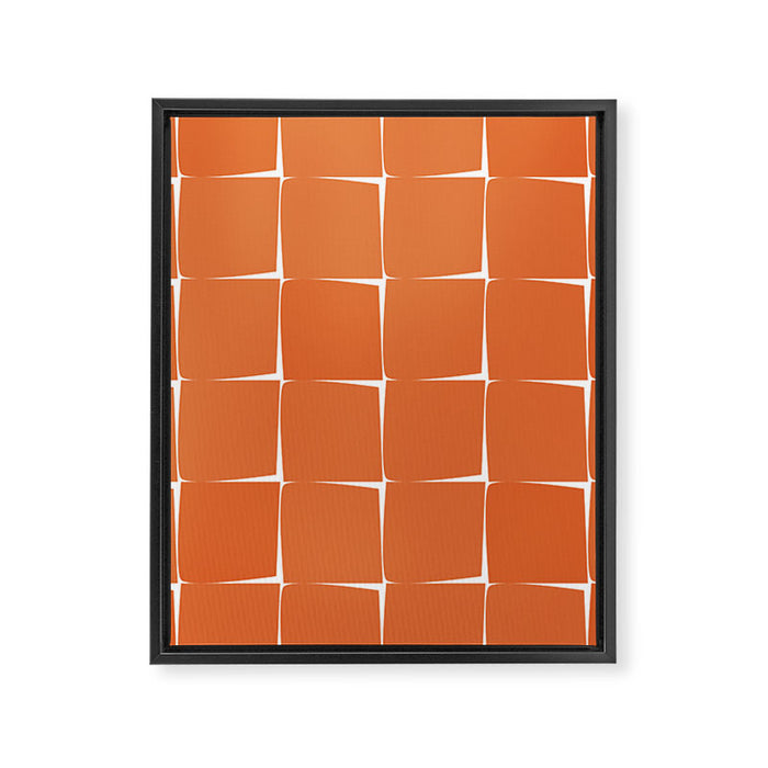Midcentury Modern Flux Check Grid Pattern in Burnt Orange Tones on White Framed Canvas Print Gallery Image 1