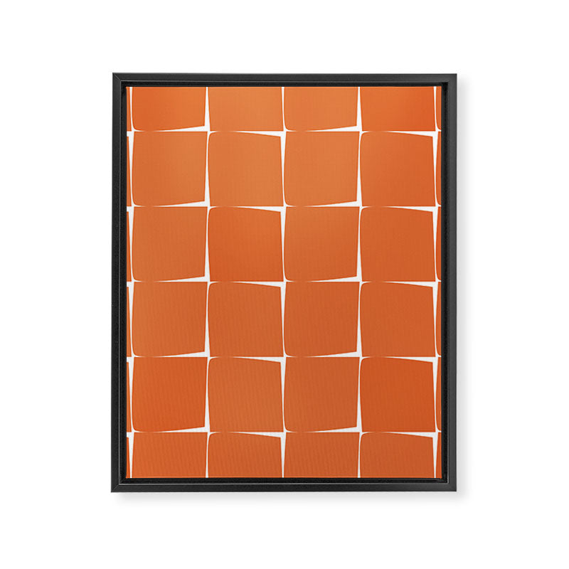 Midcentury Modern Flux Check Grid Pattern in Burnt Orange Tones on White Framed Canvas Print Gallery Image 8