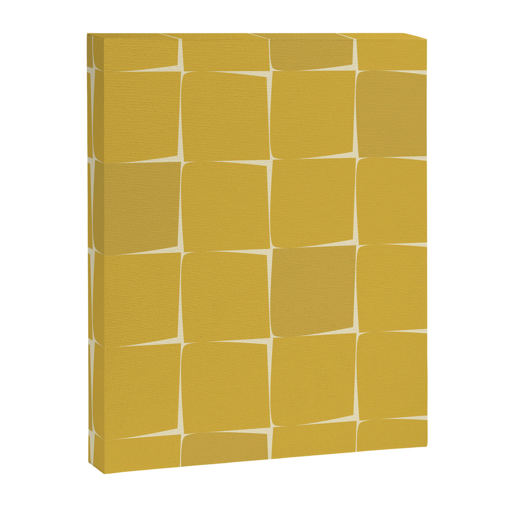 Midcentury Modern Flux Check Grid Pattern in Mustard Canvas Print Gallery Image 8