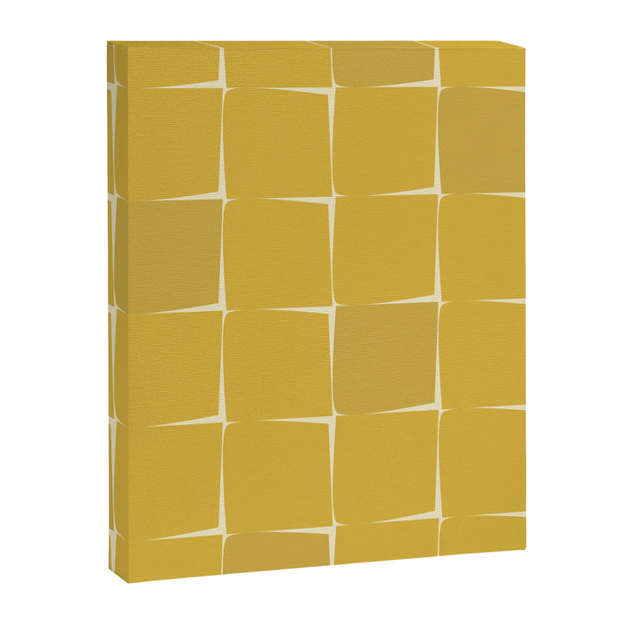 Midcentury Modern Flux Check Grid Pattern in Mustard Canvas Print Gallery Image 1