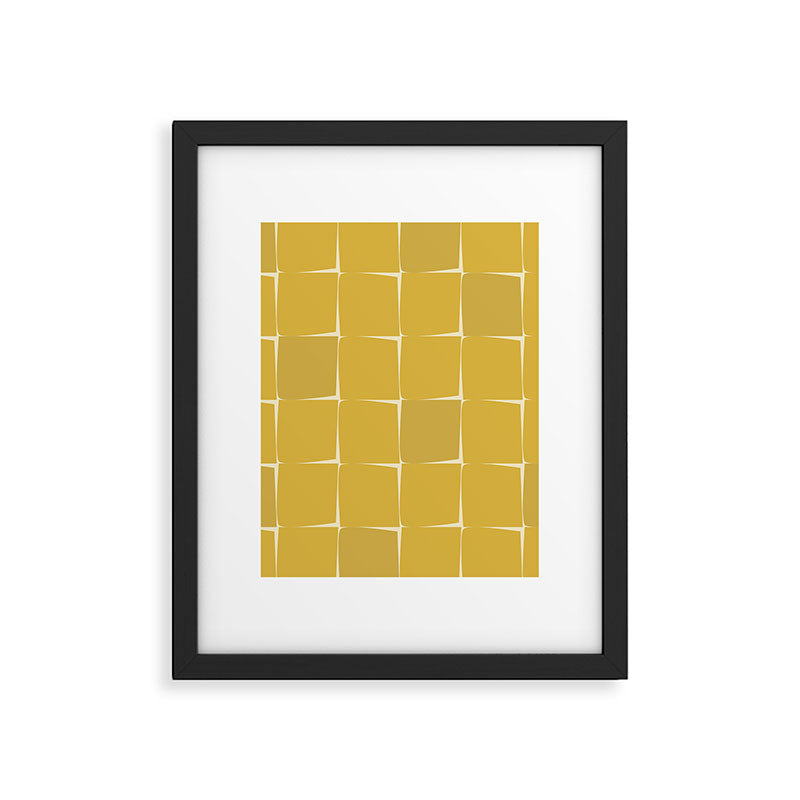 Midcentury Modern Flux Check Grid Pattern in Mustard Framed Art Print Gallery Image 6