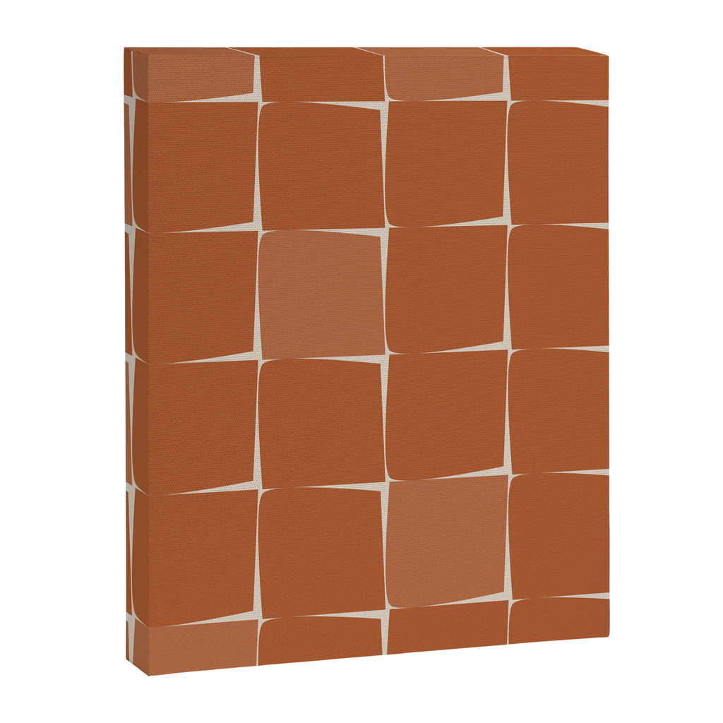 Midcentury Modern Flux Check Grid Pattern in Terracotta Tones Canvas Print Gallery Image 8