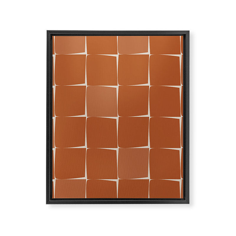 Midcentury Modern Flux Check Grid Pattern in Terracotta Tones Framed Canvas Print Gallery Image 8