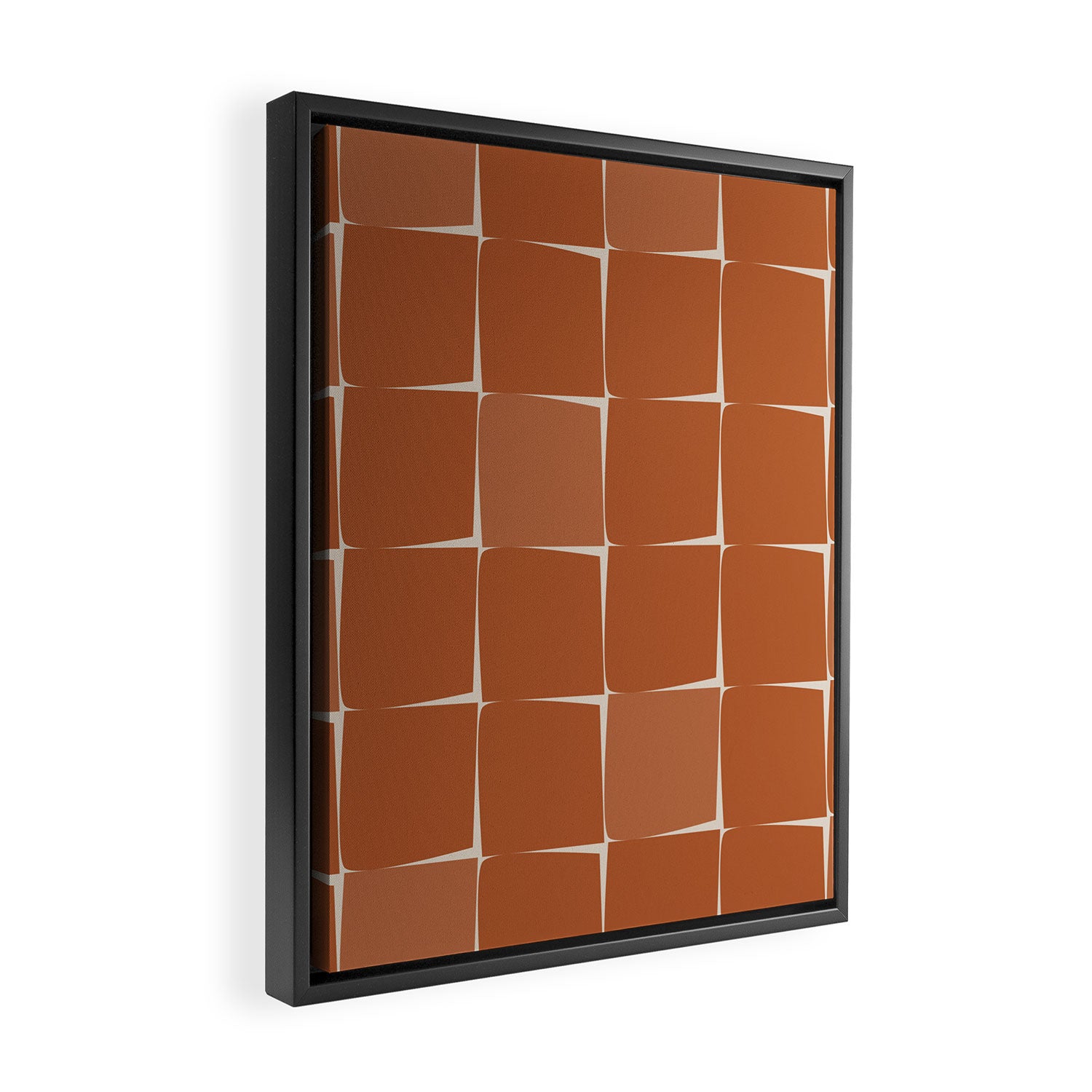 Midcentury Modern Flux Check Grid Pattern in Terracotta Tones Framed Canvas Print Gallery Image 2