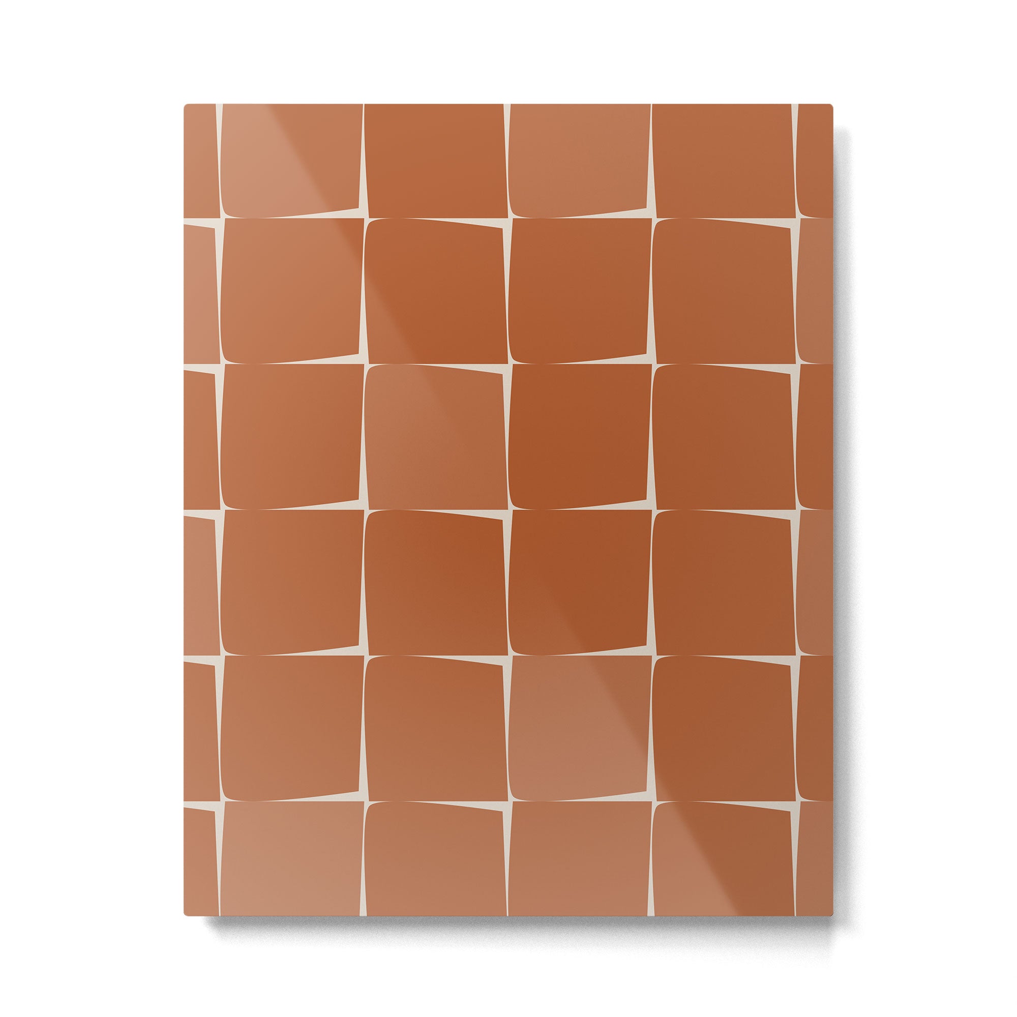 Midcentury Modern Flux Check Grid Pattern in Terracotta Tones Metal Print Gallery Image 6