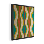 Mid-Century Modern Hourglass Abstract Pattern in Turquoise Teal, Orange, Mustard, Olive, and Mid Mod Beige Framed Canvas Print Gallery Image 2