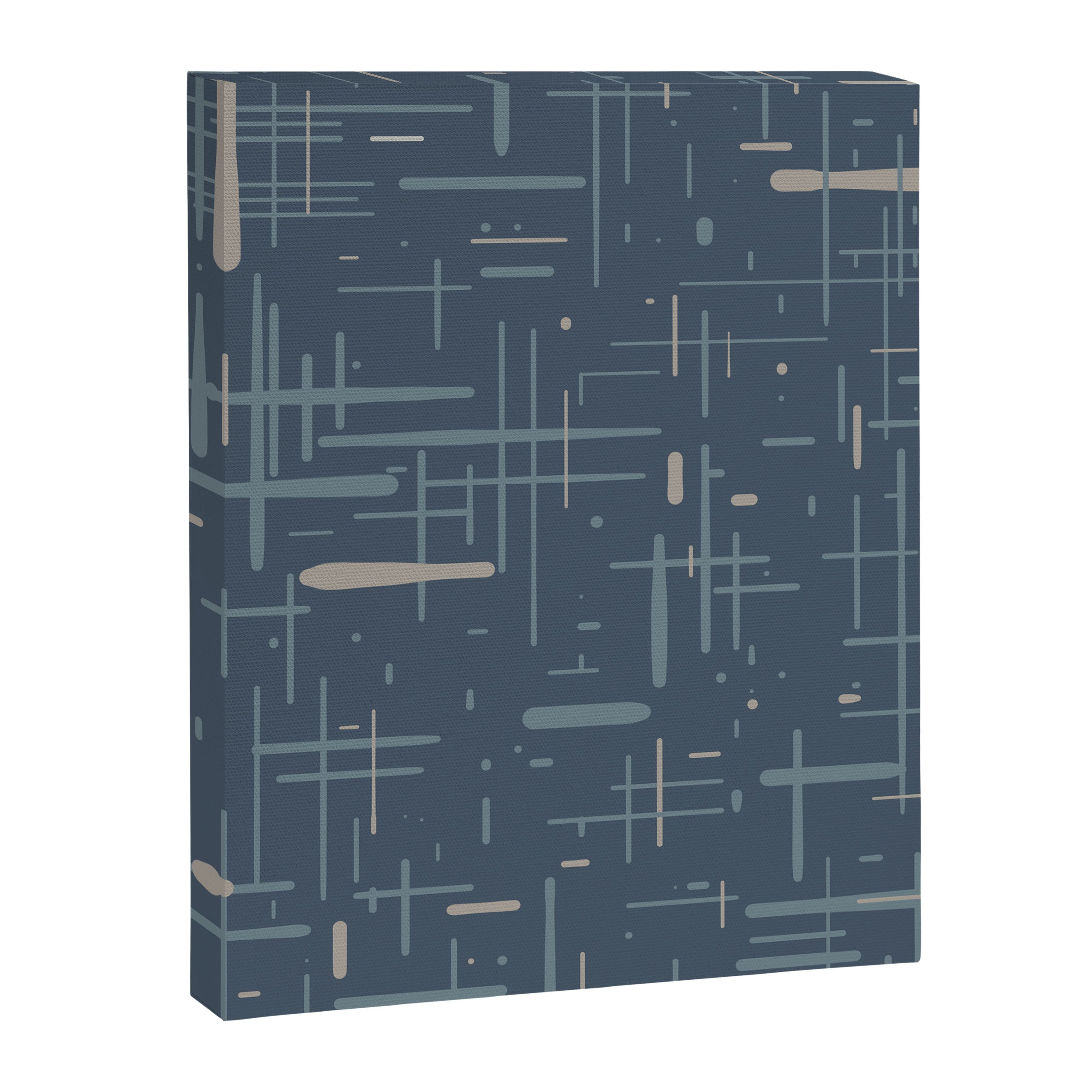 Mid-Century Modern Kinetikos Pattern Deep Neutral Blue Gray Taupe Canvas Print Gallery Image 8