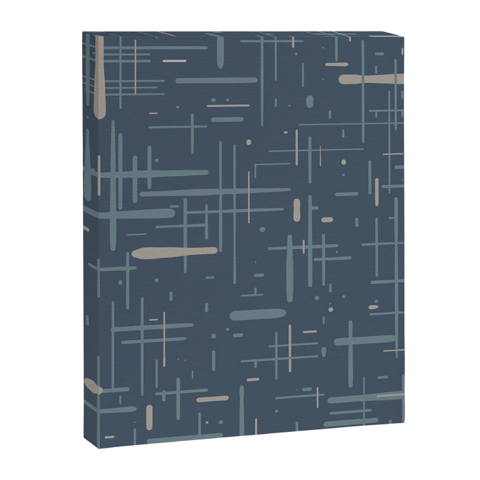 Mid-Century Modern Kinetikos Pattern Deep Neutral Blue Gray Taupe Canvas Print Gallery Image 1