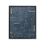 Mid-Century Modern Kinetikos Pattern Deep Neutral Blue Gray Taupe Framed Canvas Print Gallery Image 8