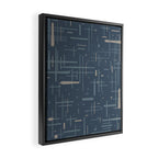 Mid-Century Modern Kinetikos Pattern Deep Neutral Blue Gray Taupe Framed Canvas Print Gallery Image 2