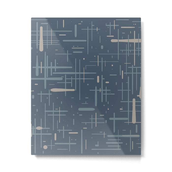 Mid-Century Modern Kinetikos Pattern Deep Neutral Blue Gray Taupe Metal Print Gallery Image 1