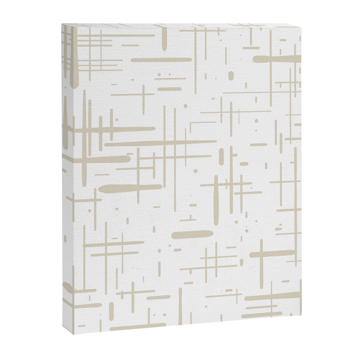 Mid-Century Modern Kinetikos Abstract Pattern in Mushroom Beige and White Canvas Print Gallery Image 1