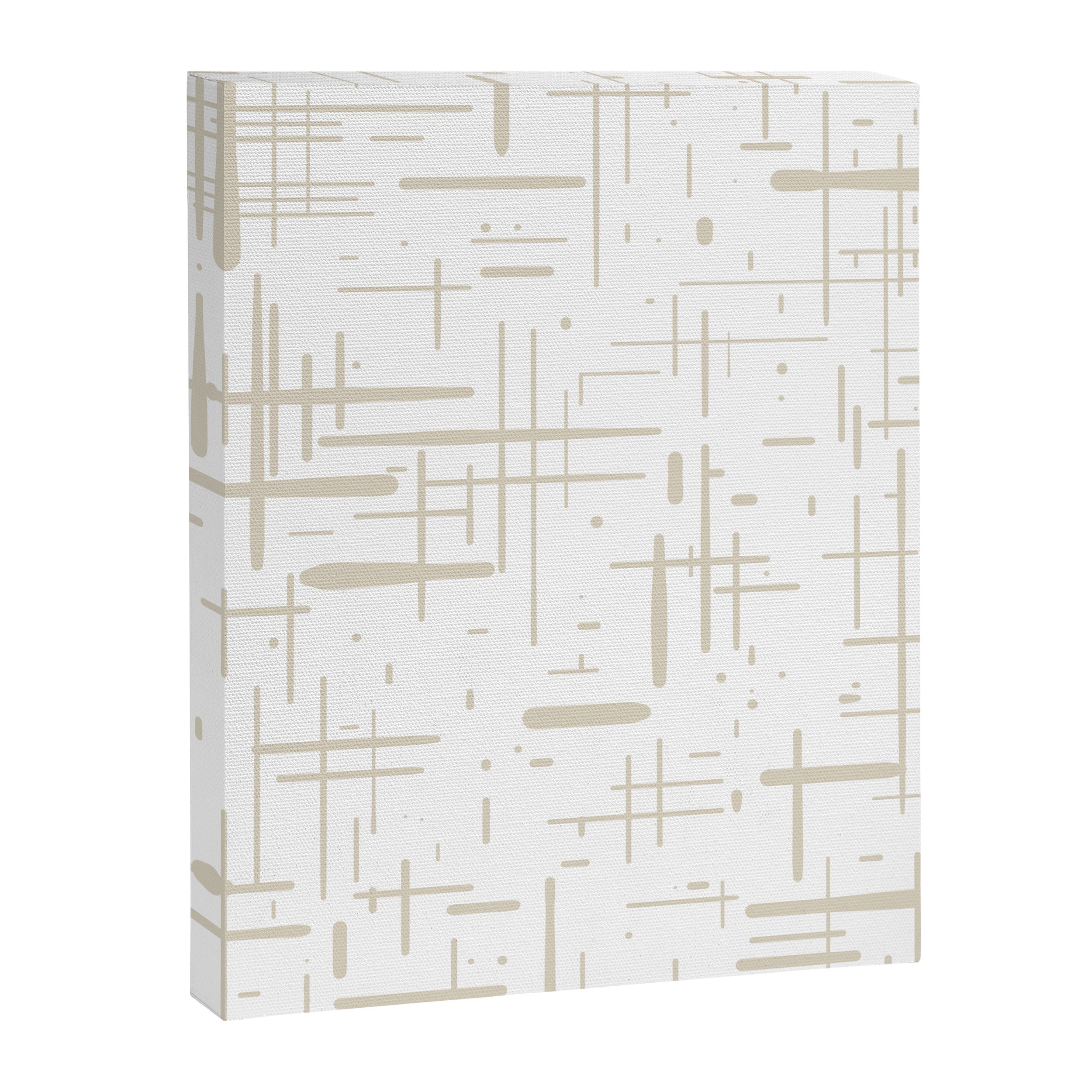 Mid-Century Modern Kinetikos Abstract Pattern in Mushroom Beige and White Canvas Print Gallery Image 8