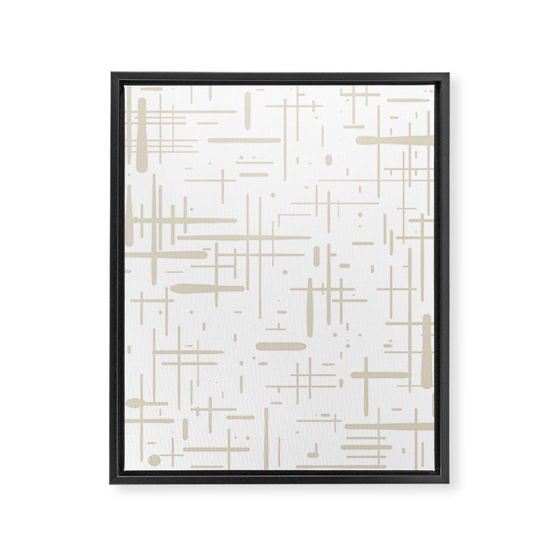 Mid-Century Modern Kinetikos Abstract Pattern in Mushroom Beige and White Framed Canvas Print Gallery Image 8