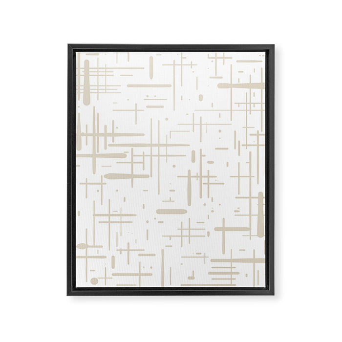 Mid-Century Modern Kinetikos Abstract Pattern in Mushroom Beige and White Framed Canvas Print Gallery Image 1