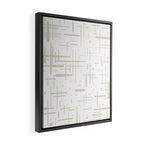 Mid-Century Modern Kinetikos Abstract Pattern in Mushroom Beige and White Framed Canvas Print Gallery Image 2