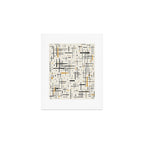 Mid-Century Modern Kinetikos Pattern in Charcoal Gray, Muted Mustard Gold, and Cream Art Print Gallery Image 1