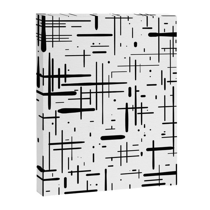 Mid-Century Modern Kinetikos Pattern Black and White Canvas Print Gallery Image 1