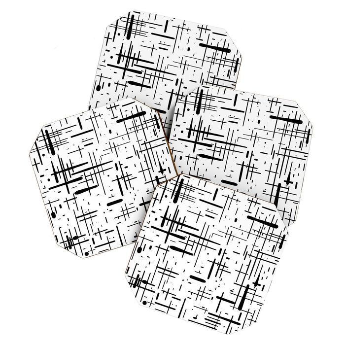 Mid-Century Modern Kinetikos Pattern Black and White Coaster Gallery Image 1